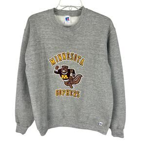 Vintage 80s University Of Minnesota Collegiate Grey Crewneck Preppy Sweatshirt M